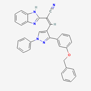 molecular formula C32H23N5O B11130734 (2Z)-2-(1H-benzimidazol-2-yl)-3-{3-[3-(benzyloxy)phenyl]-1-phenyl-1H-pyrazol-4-yl}prop-2-enenitrile 