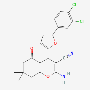 2-amino-4-[5-(3,4-dichlorophenyl)furan-2-yl]-7,7-dimethyl-5-oxo-5,6,7,8-tetrahydro-4H-chromene-3-carbonitrile