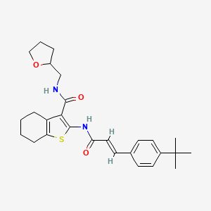 molecular formula C27H34N2O3S B11130784 2-{[(2E)-3-(4-tert-butylphenyl)prop-2-enoyl]amino}-N-(tetrahydrofuran-2-ylmethyl)-4,5,6,7-tetrahydro-1-benzothiophene-3-carboxamide 