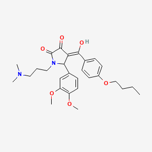 molecular formula C28H36N2O6 B11130795 4-[(4-butoxyphenyl)carbonyl]-5-(3,4-dimethoxyphenyl)-1-[3-(dimethylamino)propyl]-3-hydroxy-1,5-dihydro-2H-pyrrol-2-one 