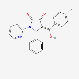 molecular formula C27H26N2O3 B11130814 (E)-[2-(4-tert-butylphenyl)-4,5-dioxo-1-(pyridinium-2-yl)pyrrolidin-3-ylidene](4-methylphenyl)methanolate 