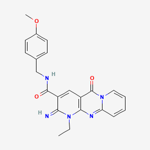 7-ethyl-6-imino-N-[(4-methoxyphenyl)methyl]-2-oxo-1,7,9-triazatricyclo[8.4.0.03,8]tetradeca-3(8),4,9,11,13-pentaene-5-carboxamide