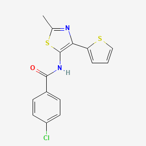 4-chloro-N-[2-methyl-4-(thiophen-2-yl)-1,3-thiazol-5-yl]benzamide