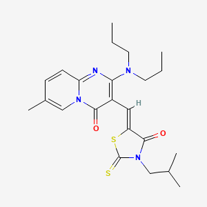 molecular formula C23H30N4O2S2 B11130979 2-(dipropylamino)-7-methyl-3-{(Z)-[3-(2-methylpropyl)-4-oxo-2-thioxo-1,3-thiazolidin-5-ylidene]methyl}-4H-pyrido[1,2-a]pyrimidin-4-one 