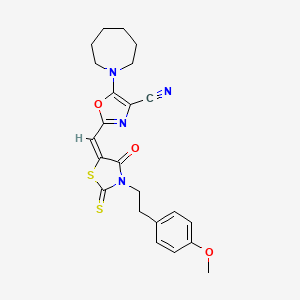 5-(azepan-1-yl)-2-[(E)-{3-[2-(4-methoxyphenyl)ethyl]-4-oxo-2-thioxo-1,3-thiazolidin-5-ylidene}methyl]-1,3-oxazole-4-carbonitrile