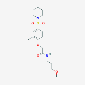 molecular formula C18H28N2O5S B11130997 N-(3-Methoxypropyl)-2-[2-methyl-4-(piperidine-1-sulfonyl)phenoxy]acetamide 