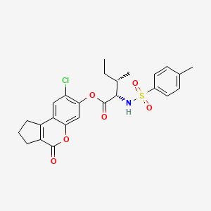 molecular formula C25H26ClNO6S B11131009 (8-chloro-4-oxo-2,3-dihydro-1H-cyclopenta[c]chromen-7-yl) (2S,3S)-3-methyl-2-[(4-methylphenyl)sulfonylamino]pentanoate 