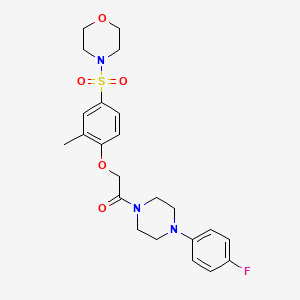 molecular formula C23H28FN3O5S B11131024 1-[4-(4-Fluorophenyl)piperazin-1-yl]-2-[2-methyl-4-(morpholin-4-ylsulfonyl)phenoxy]ethanone 