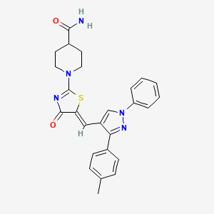 1-[(5Z)-5-{[3-(4-methylphenyl)-1-phenyl-1H-pyrazol-4-yl]methylidene}-4-oxo-4,5-dihydro-1,3-thiazol-2-yl]piperidine-4-carboxamide