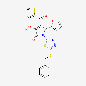 (4E)-1-[5-(benzylsulfanyl)-1,3,4-thiadiazol-2-yl]-5-(furan-2-yl)-4-[hydroxy(thiophen-2-yl)methylidene]pyrrolidine-2,3-dione