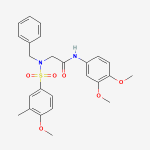 molecular formula C25H28N2O6S B11131090 N~2~-benzyl-N-(3,4-dimethoxyphenyl)-N~2~-[(4-methoxy-3-methylphenyl)sulfonyl]glycinamide 