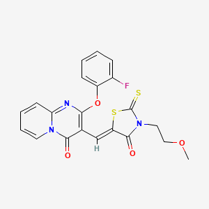 molecular formula C21H16FN3O4S2 B11131097 2-(2-fluorophenoxy)-3-{(Z)-[3-(2-methoxyethyl)-4-oxo-2-thioxo-1,3-thiazolidin-5-ylidene]methyl}-4H-pyrido[1,2-a]pyrimidin-4-one 