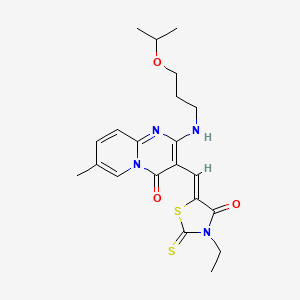 3-[(Z)-(3-ethyl-4-oxo-2-thioxo-1,3-thiazolidin-5-ylidene)methyl]-7-methyl-2-{[3-(propan-2-yloxy)propyl]amino}-4H-pyrido[1,2-a]pyrimidin-4-one