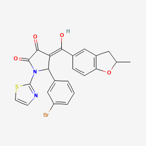 molecular formula C23H17BrN2O4S B11131212 5-(3-bromophenyl)-3-hydroxy-4-[(2-methyl-2,3-dihydro-1-benzofuran-5-yl)carbonyl]-1-(1,3-thiazol-2-yl)-1,5-dihydro-2H-pyrrol-2-one 