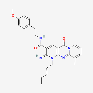 6-imino-N-[2-(4-methoxyphenyl)ethyl]-11-methyl-2-oxo-7-pentyl-1,7,9-triazatricyclo[8.4.0.03,8]tetradeca-3(8),4,9,11,13-pentaene-5-carboxamide