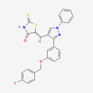 (5Z)-5-[(3-{3-[(4-fluorobenzyl)oxy]phenyl}-1-phenyl-1H-pyrazol-4-yl)methylidene]-2-thioxo-1,3-thiazolidin-4-one