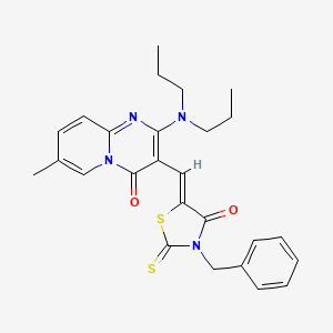 molecular formula C26H28N4O2S2 B11131314 3-[(Z)-(3-benzyl-4-oxo-2-thioxo-1,3-thiazolidin-5-ylidene)methyl]-2-(dipropylamino)-7-methyl-4H-pyrido[1,2-a]pyrimidin-4-one 