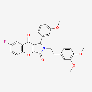 molecular formula C28H24FNO6 B11131340 2-[2-(3,4-Dimethoxyphenyl)ethyl]-7-fluoro-1-(3-methoxyphenyl)-1,2-dihydrochromeno[2,3-c]pyrrole-3,9-dione 