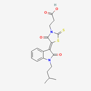 3-{(5Z)-5-[1-(3-methylbutyl)-2-oxo-1,2-dihydro-3H-indol-3-ylidene]-4-oxo-2-thioxo-1,3-thiazolidin-3-yl}propanoic acid