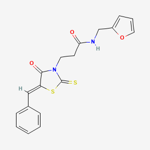 molecular formula C18H16N2O3S2 B11131385 3-[(5Z)-5-benzylidene-4-oxo-2-thioxo-1,3-thiazolidin-3-yl]-N-(furan-2-ylmethyl)propanamide 