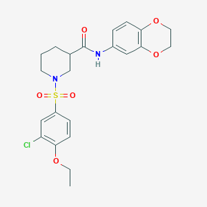 molecular formula C22H25ClN2O6S B11131418 1-(3-Chloro-4-ethoxybenzenesulfonyl)-N-(2,3-dihydro-1,4-benzodioxin-6-YL)piperidine-3-carboxamide 