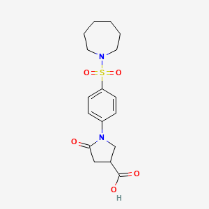 1-[4-(1-Azepanylsulfonyl)phenyl]-5-oxo-3-pyrrolidinecarboxylic acid