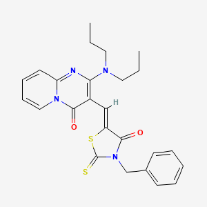 molecular formula C25H26N4O2S2 B11131440 3-[(Z)-(3-benzyl-4-oxo-2-thioxo-1,3-thiazolidin-5-ylidene)methyl]-2-(dipropylamino)-4H-pyrido[1,2-a]pyrimidin-4-one 