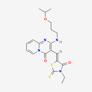 molecular formula C20H24N4O3S2 B11131449 3-[(Z)-(3-ethyl-4-oxo-2-thioxo-1,3-thiazolidin-5-ylidene)methyl]-2-{[3-(propan-2-yloxy)propyl]amino}-4H-pyrido[1,2-a]pyrimidin-4-one 