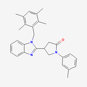 1-(3-methylphenyl)-4-[1-(2,3,5,6-tetramethylbenzyl)-1H-benzimidazol-2-yl]pyrrolidin-2-one