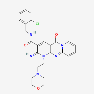 N-[(2-chlorophenyl)methyl]-6-imino-7-(2-morpholin-4-ylethyl)-2-oxo-1,7,9-triazatricyclo[8.4.0.03,8]tetradeca-3(8),4,9,11,13-pentaene-5-carboxamide