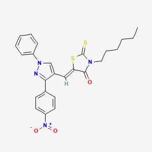 (5Z)-3-hexyl-5-{[3-(4-nitrophenyl)-1-phenyl-1H-pyrazol-4-yl]methylidene}-2-thioxo-1,3-thiazolidin-4-one