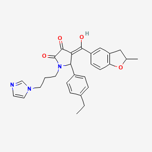 molecular formula C28H29N3O4 B11131689 5-(4-ethylphenyl)-3-hydroxy-1-[3-(1H-imidazol-1-yl)propyl]-4-[(2-methyl-2,3-dihydro-1-benzofuran-5-yl)carbonyl]-1,5-dihydro-2H-pyrrol-2-one 