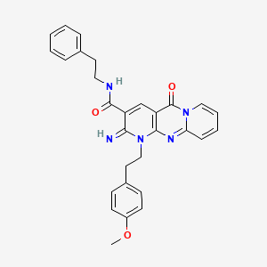 6-imino-7-[2-(4-methoxyphenyl)ethyl]-2-oxo-N-(2-phenylethyl)-1,7,9-triazatricyclo[8.4.0.03,8]tetradeca-3(8),4,9,11,13-pentaene-5-carboxamide