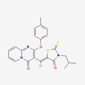 molecular formula C23H21N3O3S2 B11131775 2-(4-methylphenoxy)-3-{(Z)-[3-(2-methylpropyl)-4-oxo-2-thioxo-1,3-thiazolidin-5-ylidene]methyl}-4H-pyrido[1,2-a]pyrimidin-4-one 