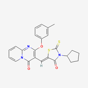 3-[(Z)-(3-cyclopentyl-4-oxo-2-thioxo-1,3-thiazolidin-5-ylidene)methyl]-2-(3-methylphenoxy)-4H-pyrido[1,2-a]pyrimidin-4-one