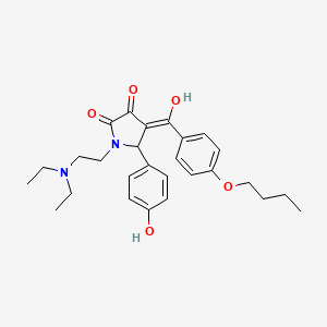 molecular formula C27H34N2O5 B11131810 4-[(4-butoxyphenyl)carbonyl]-1-[2-(diethylamino)ethyl]-3-hydroxy-5-(4-hydroxyphenyl)-1,5-dihydro-2H-pyrrol-2-one 