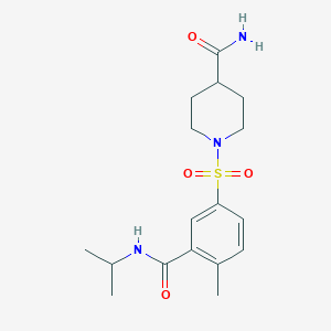 1-{[4-Methyl-3-(propan-2-ylcarbamoyl)phenyl]sulfonyl}piperidine-4-carboxamide