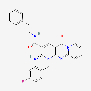 7-[(4-fluorophenyl)methyl]-6-imino-11-methyl-2-oxo-N-(2-phenylethyl)-1,7,9-triazatricyclo[8.4.0.0^{3,8}]tetradeca-3(8),4,9,11,13-pentaene-5-carboxamide