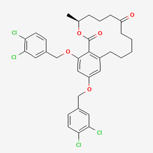 molecular formula C32H32Cl4O5 B11131832 14,16-Bis[(3,4-dichlorophenyl)methoxy]-3-methyl-3,4,5,6,7,8,9,10,11,12-decahydro-1H-2-benzoxacyclotetradecine-1,7-dione 