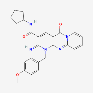 N-cyclopentyl-6-imino-7-[(4-methoxyphenyl)methyl]-2-oxo-1,7,9-triazatricyclo[8.4.0.03,8]tetradeca-3(8),4,9,11,13-pentaene-5-carboxamide