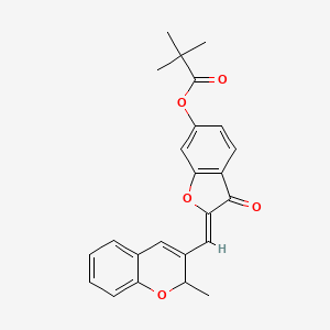 molecular formula C24H22O5 B11131869 2-[(Z)-1-(2-methyl-2H-chromen-3-yl)methylidene]-3-oxo-1-benzofuran-6(3H)-yl pivalate 