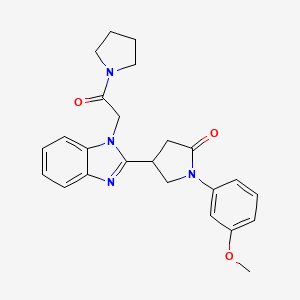 molecular formula C24H26N4O3 B11131930 1-(3-methoxyphenyl)-4-{1-[2-oxo-2-(pyrrolidin-1-yl)ethyl]-1H-benzimidazol-2-yl}pyrrolidin-2-one 