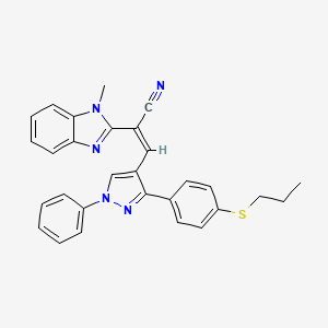 molecular formula C29H25N5S B11131971 (2Z)-2-(1-methyl-1H-benzimidazol-2-yl)-3-{1-phenyl-3-[4-(propylsulfanyl)phenyl]-1H-pyrazol-4-yl}prop-2-enenitrile 