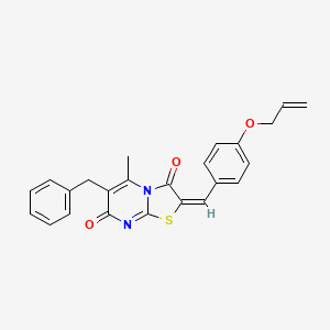 molecular formula C24H20N2O3S B11131986 (2E)-6-benzyl-5-methyl-2-[4-(prop-2-en-1-yloxy)benzylidene]-7H-[1,3]thiazolo[3,2-a]pyrimidine-3,7(2H)-dione 