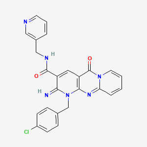 7-[(4-chlorophenyl)methyl]-6-imino-2-oxo-N-(pyridin-3-ylmethyl)-1,7,9-triazatricyclo[8.4.0.03,8]tetradeca-3(8),4,9,11,13-pentaene-5-carboxamide