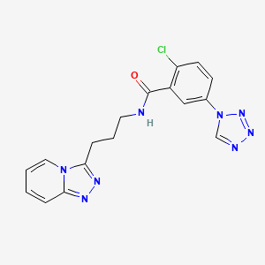 molecular formula C17H15ClN8O B11132058 2-chloro-5-(1H-1,2,3,4-tetraazol-1-yl)-N-(3-[1,2,4]triazolo[4,3-a]pyridin-3-ylpropyl)benzamide 