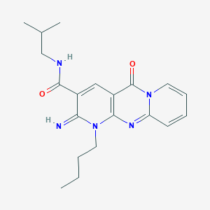 molecular formula C20H25N5O2 B11132179 7-butyl-6-imino-N-(2-methylpropyl)-2-oxo-1,7,9-triazatricyclo[8.4.0.03,8]tetradeca-3(8),4,9,11,13-pentaene-5-carboxamide 