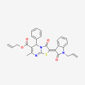 prop-2-en-1-yl (2Z)-7-methyl-3-oxo-2-[2-oxo-1-(prop-2-en-1-yl)-1,2-dihydro-3H-indol-3-ylidene]-5-phenyl-2,3-dihydro-5H-[1,3]thiazolo[3,2-a]pyrimidine-6-carboxylate