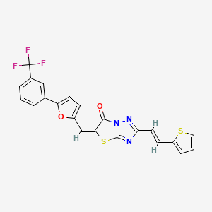 (5E)-2-[(E)-2-(thiophen-2-yl)ethenyl]-5-({5-[3-(trifluoromethyl)phenyl]furan-2-yl}methylidene)[1,3]thiazolo[3,2-b][1,2,4]triazol-6(5H)-one