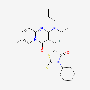 3-[(Z)-(3-cyclohexyl-4-oxo-2-thioxo-1,3-thiazolidin-5-ylidene)methyl]-2-(dipropylamino)-7-methyl-4H-pyrido[1,2-a]pyrimidin-4-one